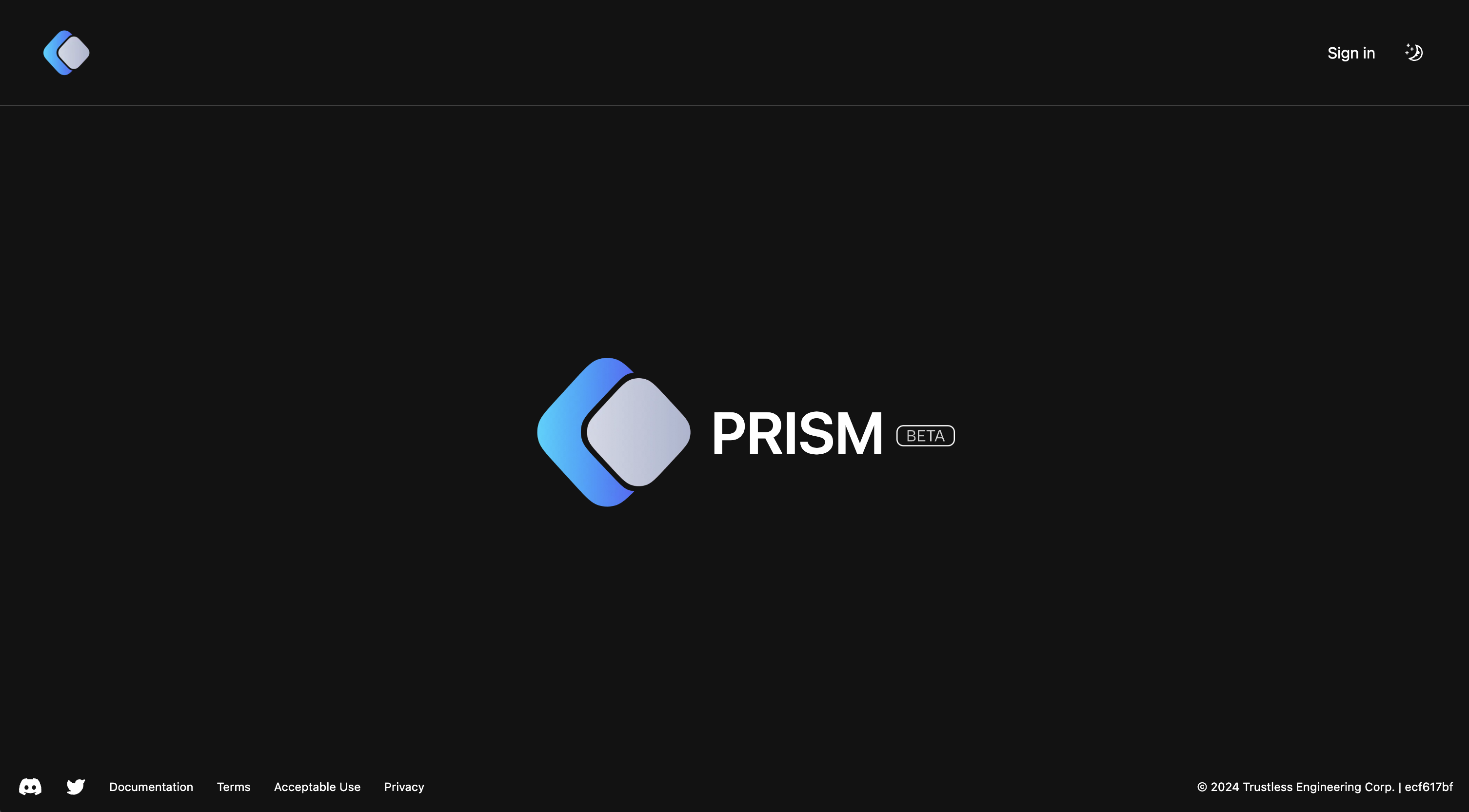 Home page of the PRISM app.